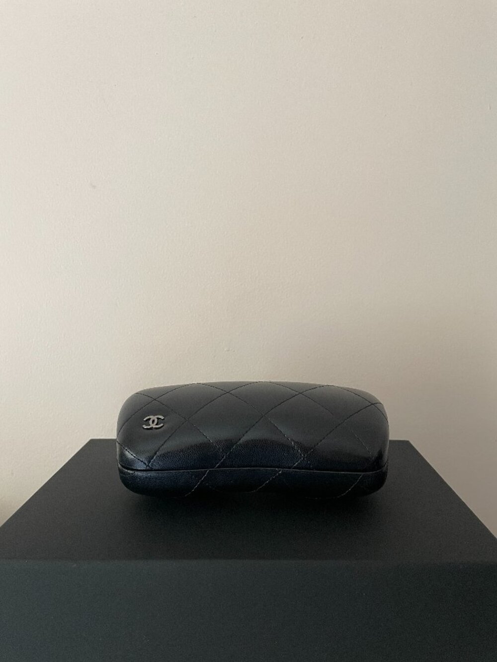 CHANEL Leather Quilted Hard Case for Sunglasses Eyeglasses MINT
